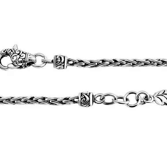 Sterling Silver Bali Legacy Padian Chain Bracelet with Leaf Charm 8.30 Grams - Picture 5 of 6